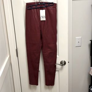 Zara faux leather red pants